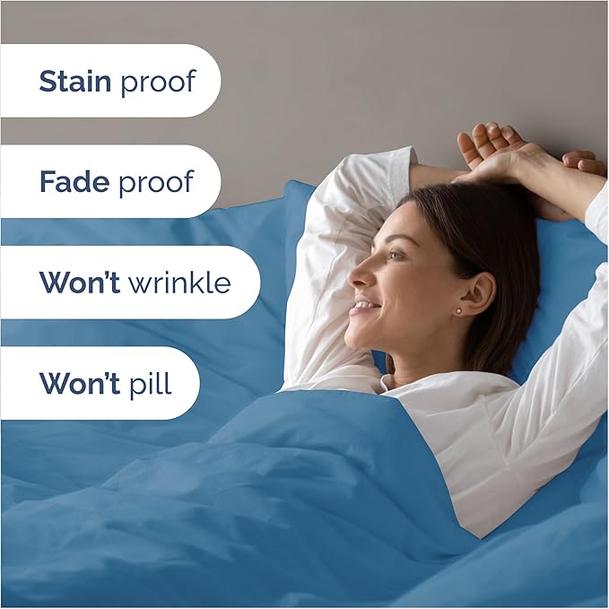 CGK Unlimited Duvet Cover Cal King Size Set - Extra Soft Cal King Size Duvet Cover 104 x 98 with 2 Pillow Shams - Hotel Quality w/Zipper Closures & Ties - Bedding and Bed Linens Set (Denim Blue)