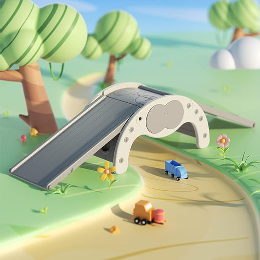 Children's Indoor Climbing Slideway Swing Playground 4-in-1 Function: Slide, Rock Climbing, Balance Board and Cradle Safe and Solid Montessori Toys White（1 Climbing Frame+2 Sliding Plate）