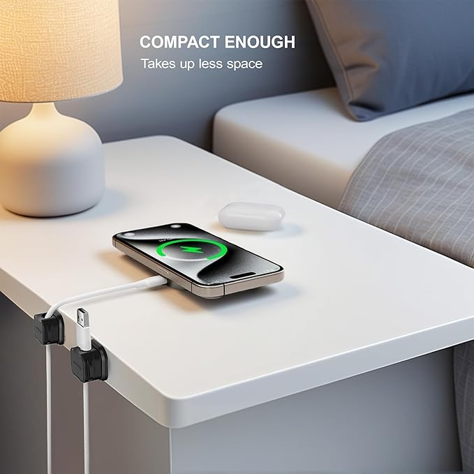 24 Pack Magnetic Cable Clip Organizer Cord Holder, Picozon Adhesive Cable Management, Wire Phone USB Charger Cable Holder, Keeper Organizer for Office Home Desktop Table - Black