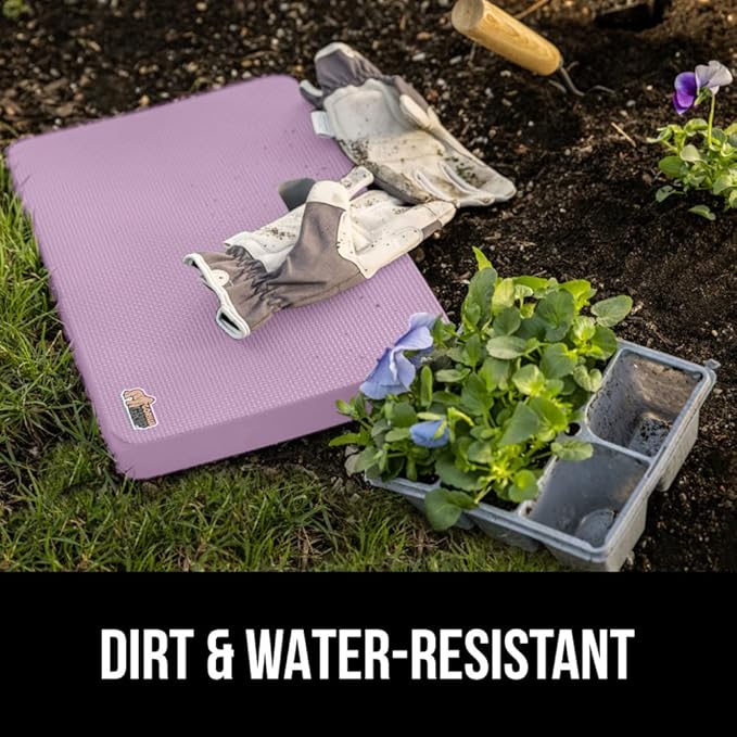 GORILLA GRIP Extra Thick Patent Pending Soft Foam Kneeling Pad, Supportive Large Cushion Knee Pads for Gardening, Baby Bath Time, Dirt and Water Resistant, Workout and Garden Supplies, 17.5x11, Purple
