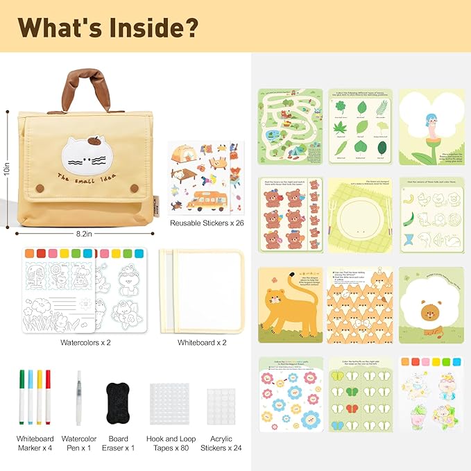 Activity Sets for Kids 3-5, Dry Erase Board with 4 Markers, Watercolor Kits, Reusable Stickers, Arts & Crafts Activities for Girls/Boys Indoor/Outdoor, Airplanes, Party Favor