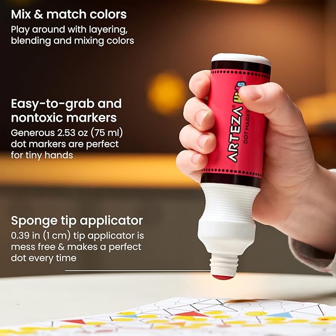 ARTEZA Kids Dot Markers and Activity Book, 6 Nontoxic Bingo Daubers