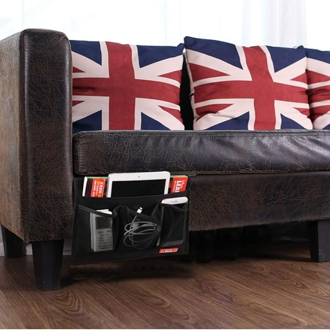 Bedside Storage Organizer - Table Cabinet Organizer Caddy for Remotes, Phone, Glasses (Classic 4 Pockets - Black)