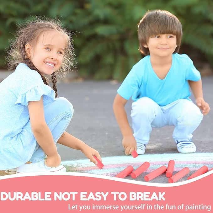 Fulmoon 40 Pcs Jumbo Sidewalk Chalk for Kids Outdoor Art Non Toxic Large Washable Street Chalk for Adults Drawing Painting Graffiti Classroom(Red,Round Style)
