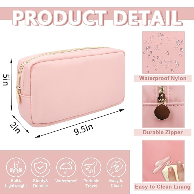 UIXIZQ Small Makeup Bag Pouch for PurseNylon Travel Toiletry Storage Bag Cute Preppy Cosmetic Bag for Women Girls,Waterproof Makeup Organizer Bag Pouch Skincare Bag Purse with Zipper (Small-Flamingo)