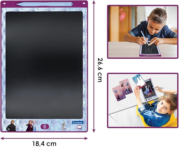 Lexibook, Frozen Magic Slate, Art and Craft Toy for Girls and Boys, A4 Size with Multicolored Drawings, Purple/Blue, CRT10FZ