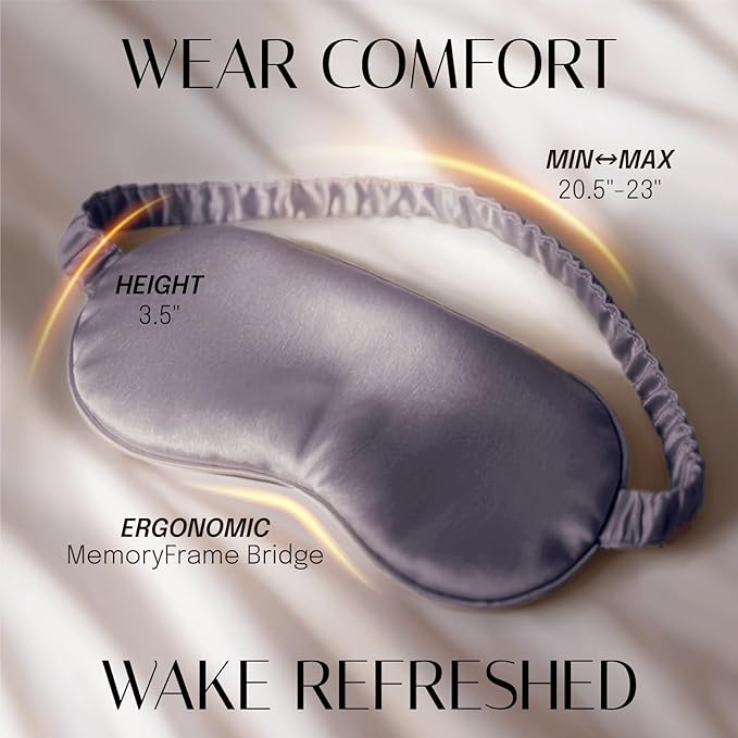 Silk Sleep Mask Eye Mask Blindfold with Double Layer Silk Filling and Elastic Strap for Full Night's Sleep, Travel and Nap, Soft Eye Cover Eyeshade with Luxury Bag and Ear Plugs by OLESILK (Charcoal)