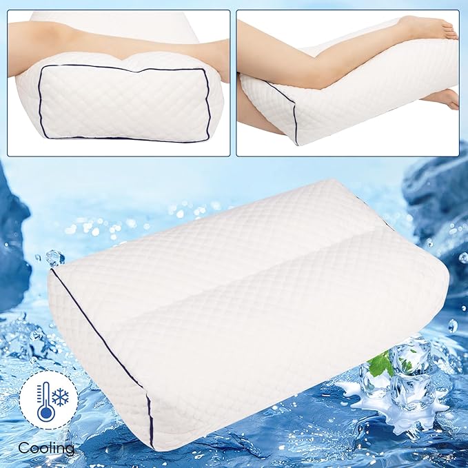 MINUPWELL 6.5" Knee Pillow for Side Sleepers - 100% Shredded Memory Foam Leg Pillow for Side Sleeping - Between Leg & Under Hip Pillow - Relieving Leg, Back, and Knee Pain - High Supportive