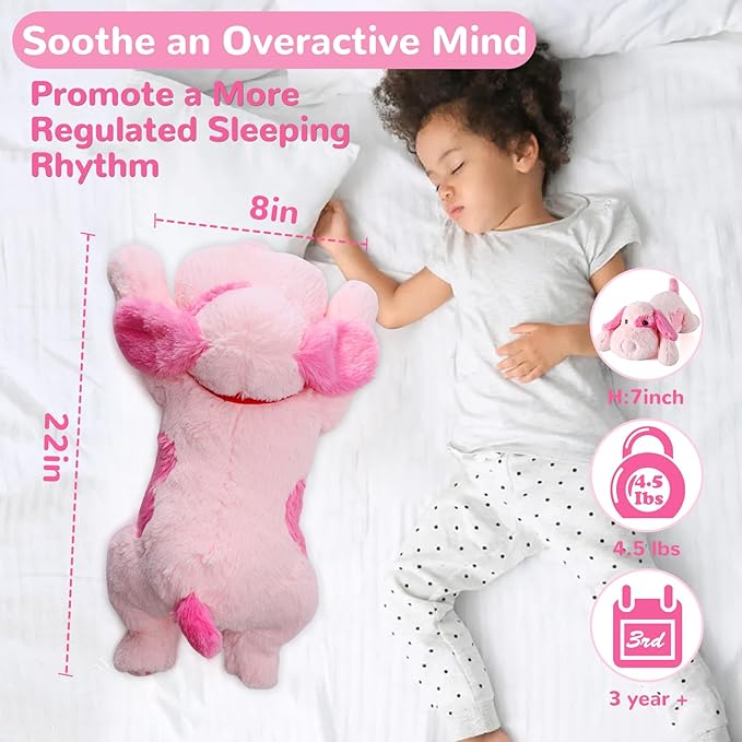 meowtastic Pink Dog Weighted Stuffed Animals - 22 Inch 4.5 Pounds Weighted Plush Dog Stuffed Animals - Big Stuffed Dog Plush Pillow - Cute Plush Toys Gifts for Kids & Adults (22" 4.5 lbs)