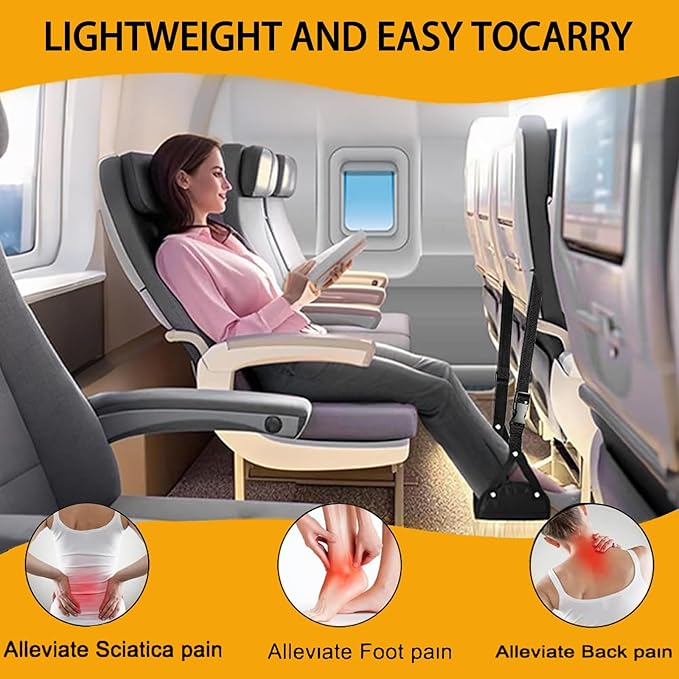 2-Pack Foot Hammock – Adjustable Airplane Footrest Hammocks,Memory Foam Black Travel Foot Hammocks for Ultimate Comfort on Airplane Journeys