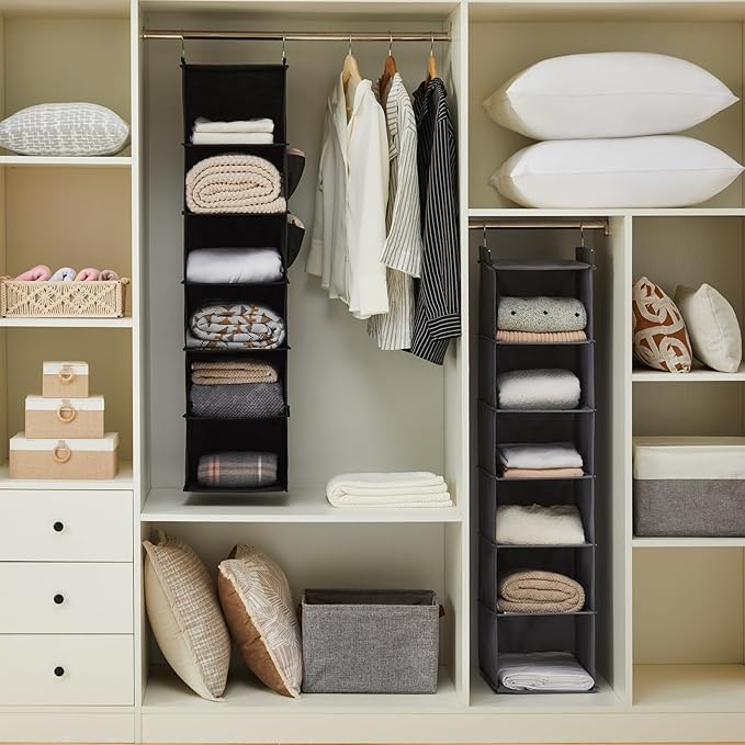YOUDENOVA Hanging Closet Organizers and Storage, 6-Shelf Hanging Closet Shelves, Black | Storage