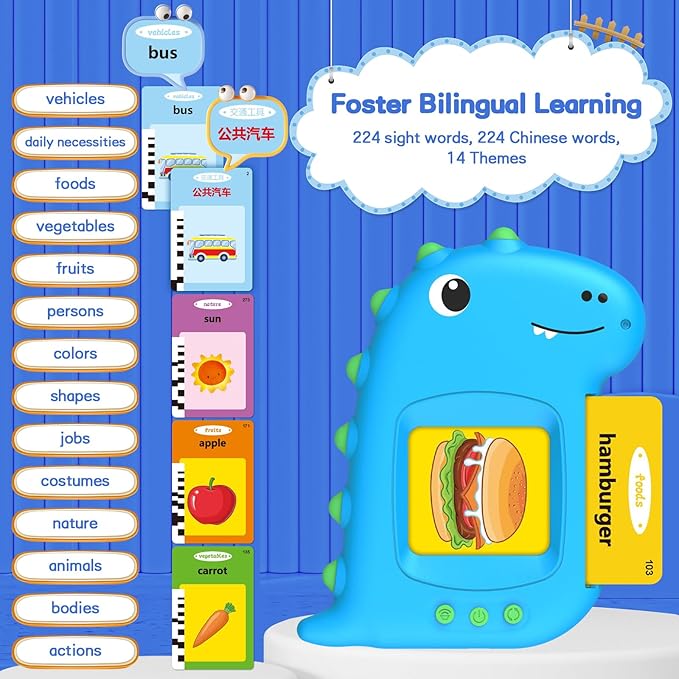 Talking Flash Cards, Flash Cards for Kids-Vehicles, Food, Colors, Animals, Toddler/Head Start Teaching Aids for Preschool, Toys for 2 3 4 5 Year Old Boys and Girls