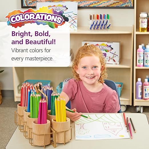 Colorations Color Pencils, Set of 240, Pre-sharpened Color Pencils,12 Colors,Thick Core Pencils,Hexangonal Shape,Sustainably Harvested Wood Pencils, Classroom Supplies,Coloring Pencils,Drawing Pencils