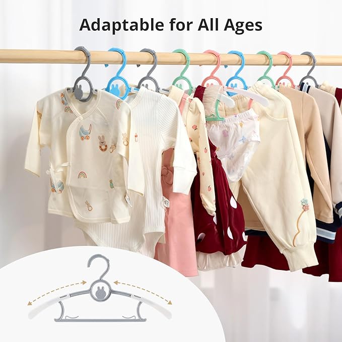 Adjustable Plastic Baby Hangers for Closet, Hanger for Baby Children Clothes, Suitable for Infant Toddlers Nursery Kids 11.4" Clothes Hangers 20Pack(Mix Colors)