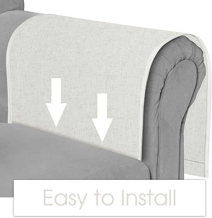 Joywell Couch Remote Holder Sofa Armrest Organizer Non Slip Arm Chair Caddie for Recliner with 6 Pocket Storage for Magazine, Tablet, Phone, iPad, Beige White