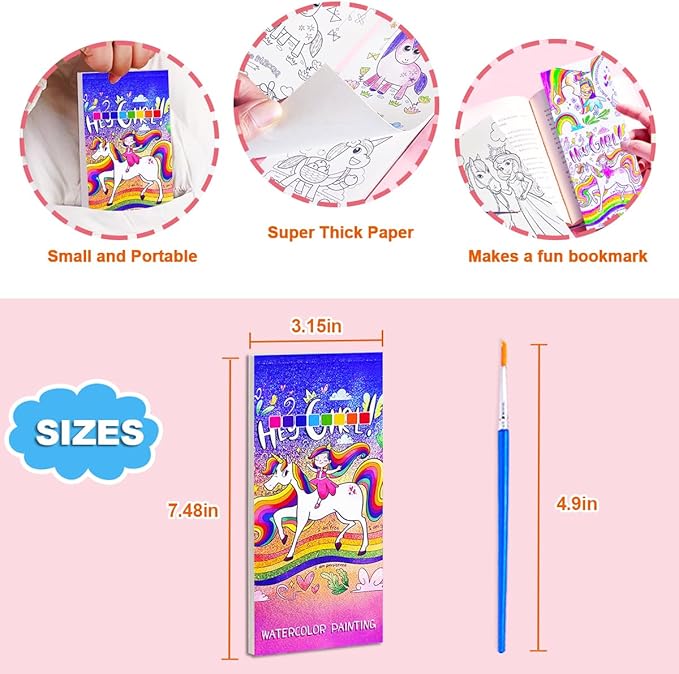 BAOXUE Water Color Paint Sets for Kids, Pocket Watercolor Painting coloring Book, Paint With Water Books for Kids Ages 4-8, Art Craft Set for Girls Boys Drawing with Brush