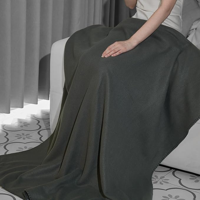 CAI TENG Fleece Blankets Bulk 6 Pack Throw Blankets for Couch Bed 50x60 inch Kids Blanket Warm Soft Cozy Travel Blankets Lightweight Pet-Friendly Small Throws Camping Gifts Green-Grey