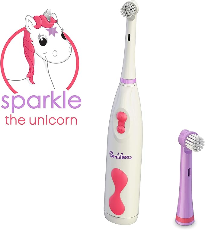 Brusheez Electronic Toothbrush Replacement Brush Heads 2 Pack (Sparkle The Unicorn)