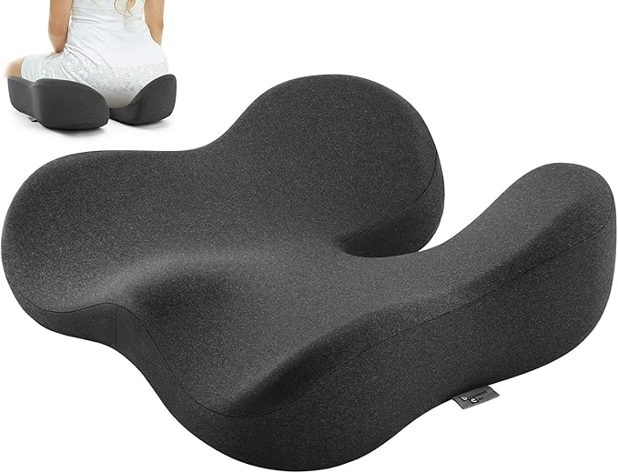 Seat Cushion, Wide & Soft Support Memory Foam Cushion for Office Chair, Desk Chair, Car Seat, Airplane, Ergonomic Sciatica, Hip & Tailbone Pain Relief Cushion for Long Sitting