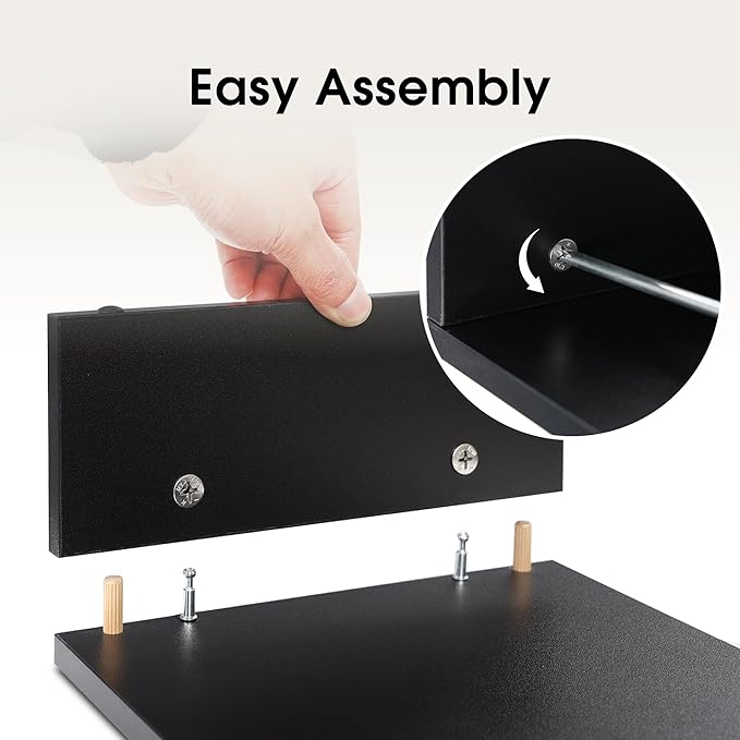 FITUEYES Dual Monitor Stand – 3 Shelf Computer Monitor Riser, Wood Desktop Stand with Adjustable Length and Angle, Desk Accessories, Office Supplies Medium Black,DT108001WB