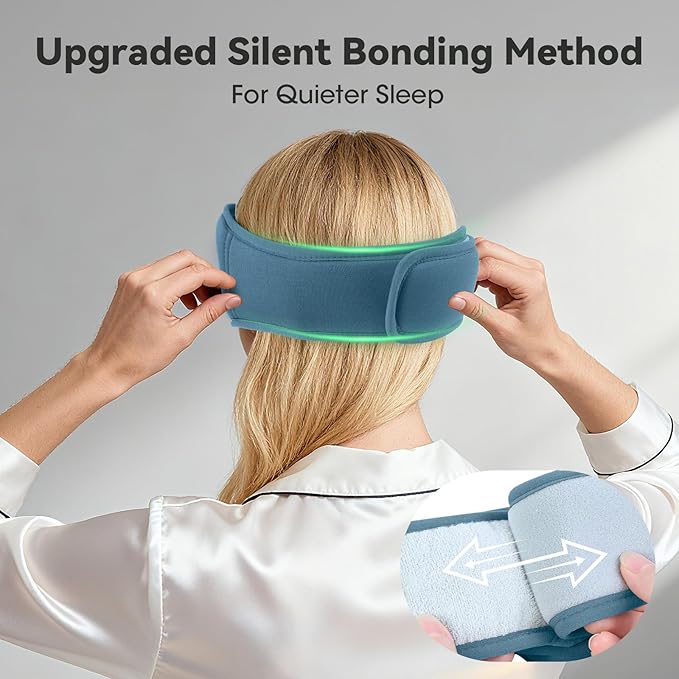 BeMyLady 3D Bamboo Cotton Sleep Mask with Bluetooth 5.4 Headphone, Music Wireless Bluetooth Blackout Eye Mask for Side Sleepers, Earphones HD Speaker Microphone for Travel, Gifts for Women Men, Blue