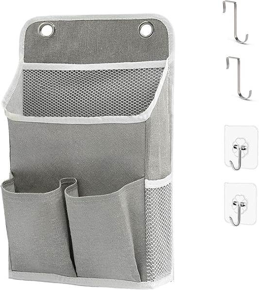 Hanging Basket for Organizing, Wall Organizer with Pockets and Over The Door Organizer，Can for Home, Closet, Office and Camper (1 Grey)