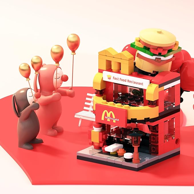 Building Brick Sets City Building Block Set, Burger House Compatible with Lego Bricks, MOC Creative Building Set for Girls 6-12, Gift Idea for Kids Adults (167PCS)