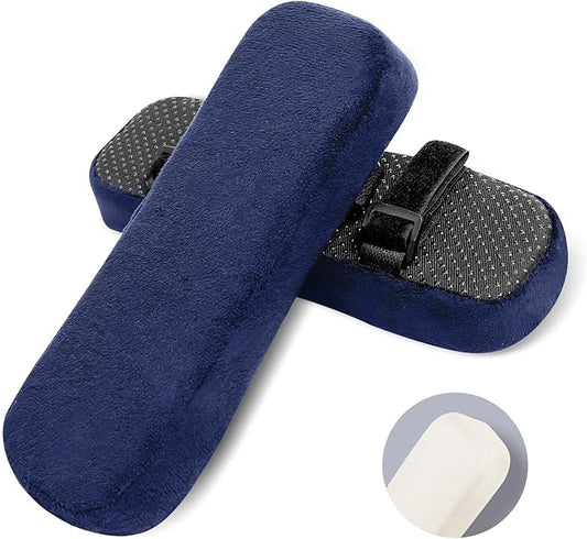 ZNCMRR 2 Pack Office Chair Armrest Pads Covers with Memory Foam Elbow Pillow for Forearm Pressure Relief, Black Arm Rest Covers for Office Chairs, Wheelchair, Comfy Gaming Chair(Blue)