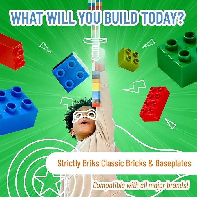 Strictly Briks Compatible with Lego Toy Building Block, Building Creative Play Set for Ages 3 and Up, Compatible with All Major Brick Brands, Clear Colors, 4 Different Shapes and Sizes, 156 Pieces