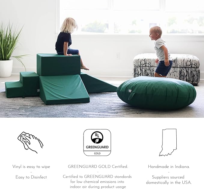 Foamnasium Wedge, Indoor Foam Playset, Soft Toddler and Active Kids Play Foam Wedge for Crawling, Climbing, Sliding and Jumping, Made in The US, White