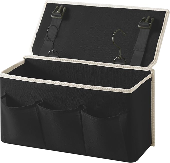 Bedside Caddy/Bedside Storage Organizer Hanging Bag with Three Options,Suitable for home beds, sofas, and dormitory beds—can hold magazines, books, phones, iPads, remote controls. (Black)