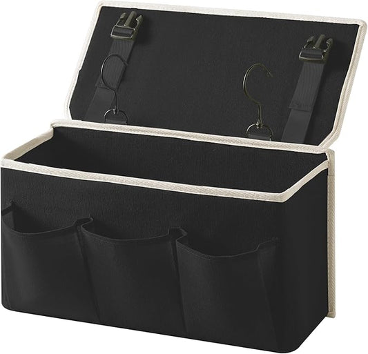 Bedside Caddy/Bedside Storage Organizer Hanging Bag with Three Options,Suitable for home beds, sofas, and dormitory beds—can hold magazines, books, phones, iPads, remote controls. (Black)