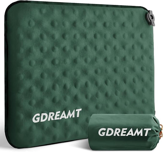 GDREAMT Inflatable Seat Cushion, Self-Inflating Memory Foam Stadium Seats Cushion Lightweight & Compact Chair Sitting Pad Airplane Cushion for Long Flight Travel Outdoor Camping Car Bleachers Office