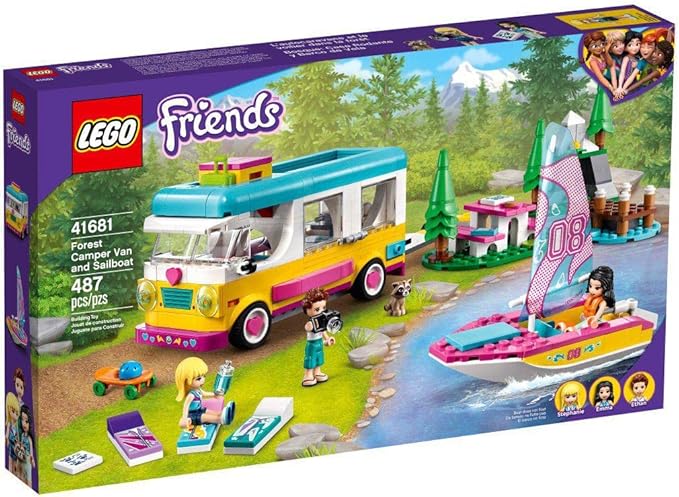 LEGO Friends Forest Camper Van and Sailboat 41681 Building Kit; Forest Toy; New 2021 (487 Pieces)