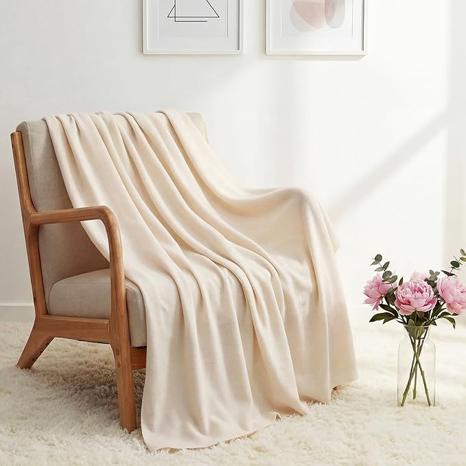 Kinlop Fleece Blanket Bulk 60 x 50 Inch Soft Lightweight Fleece Cozy Blanket Warm Throw Plush Pet Throw for Bed Couch Sofa Home Office Wedding Gifts Travel Camping(Beige Tones,40 Packs)