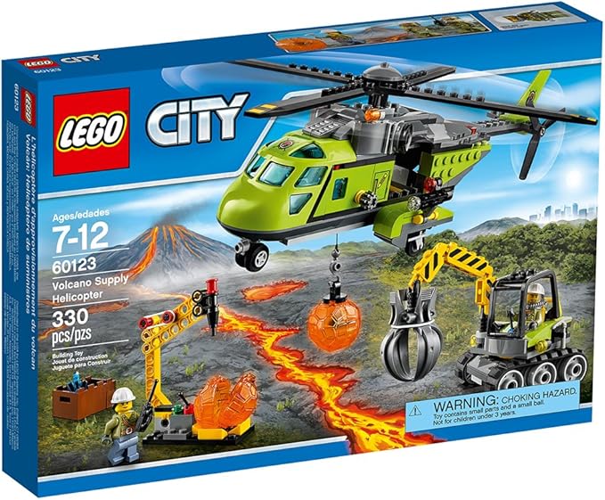 LEGO City Volcano Explorers 60123 Volcano Supply Helicopter Building Kit (330 Piece)