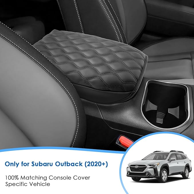 Coleya 2020-2025 2026 Outback Center Console Cover for Subaru Outback (Base/Premium/Onyx Edition/Limited/Wilderness/Touring/XT), Cushion&Comfy Leather Armrest Cover 2025 Outback Accessories (Padded)