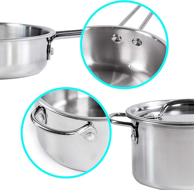 JOYIN Kid Play Kitchen, Pretend Daycare Toy Sets, Kids Cooking Supplies with Stainless Steel Cookware Pots and Pans Set, Cooking Utensils, Apron&Chef Hat and Grocery Play Food Sets, Toddler Gifts