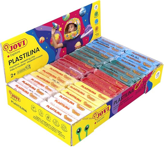 Jovi Plastilina Reusable & Non-Drying Modeling Clay; 1.75 Oz. Bars, Set of 30, 6 Each of 5 Colors, Perfect for Arts & Crafts and Montessori Projects