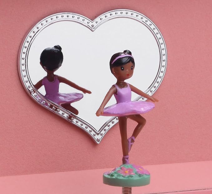 Jewelkeeper Jewelry Box for Girls - 2-Drawer Music Box with Little Queen Ballerina Dancing to Swan Lake, Cute Pink Design, Keepsake Storage for Treasured Accessories - 6.75 x 5.25 x 6 inches