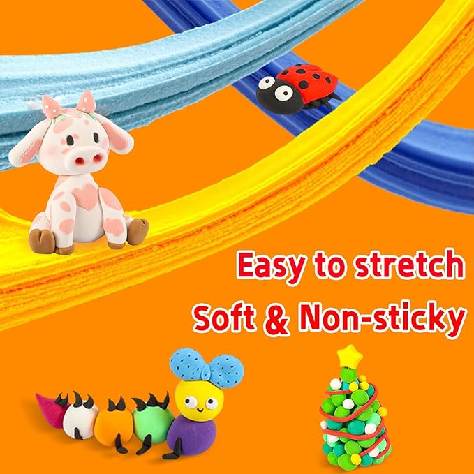 Air Dry Clay Kit - QMay 50 Colors DIY Modeling Clay Ultra Light Magic Clay, Nontoxic & Soft Clay with Sculpting Tools and Decoration Accessories, Art Craft Gift for Kdis 3-12