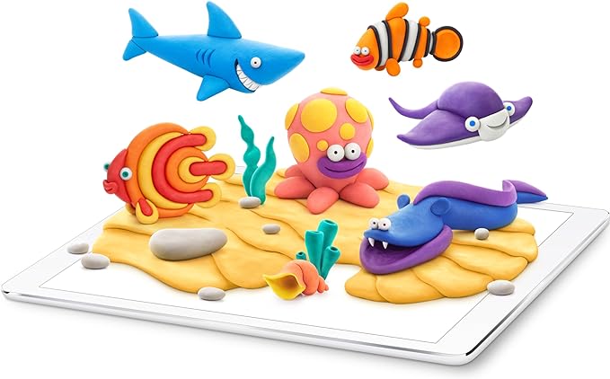Fat Brain Toys Hey Clay Ocean Creatures, Air Dry Clay Kit with Interactive App for Kids & Tweens, Modeling Clay and Crafts Set