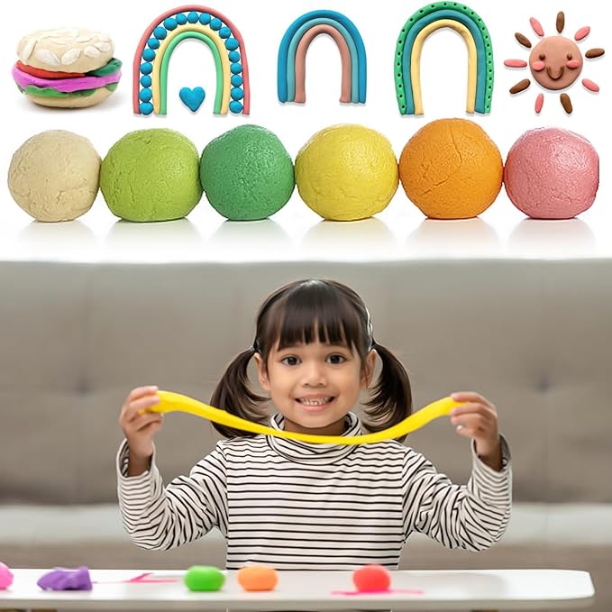 Air Dry Clay Kit 24 Colors,Modeling Clay with 3 Sculpting Tools,Air Dry Ultra Light Clay,DIY Molding Magic Foam Clay Gift for Kids Girls Boys Art Crafts Christmas Birthday Gifts(24 Colors)