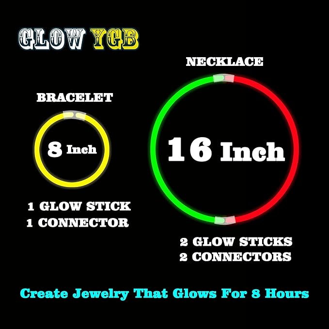 Glow Sticks 414Pcs Bulk Party Pack 8” Glow In The Dark Sticks Glow Bracelets And Glow Eyeglasses And Necklaces Earrings Favors For You... (414PCS)