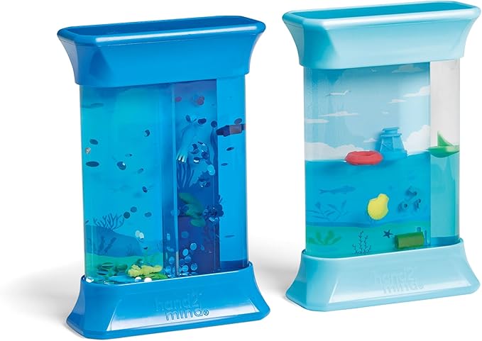 hand2mind Exploring Ocean Forces Sensory Bottles, Quiet Fidget Toys for Kids 3-5, Toddler Learning Toys, Calming Corner Classroom, Calm Down Corner Supplies, Preschool Science Center Materials