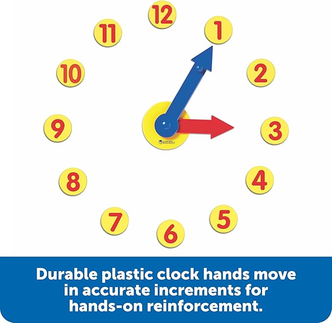 Learning Resources Magnetic Time Activity Set, Homeschool, Time Telling, Basic Math Skills, Giant Demo Clock, Whiteboard Accessories, Grades K+, Ages 5+