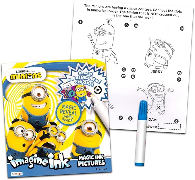 Imagine Ink Coloring Book Bundle Including 3 No Mess Magic Ink Activity Books Featuring Hot Wheels, Paw Patrol, and Despicable Me Minions and Stickers