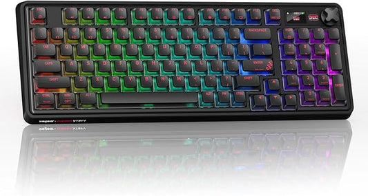 PIXIU 98 Mechanical Gaming Keyboard with Knob, Cherry MX2A Red Switches, 8K Hz Polling, Tri-Mode Gasket Key-Board for PC/Mac/Laptop, Hot Swappable, PBT, RGB Backlit, 95 Keys