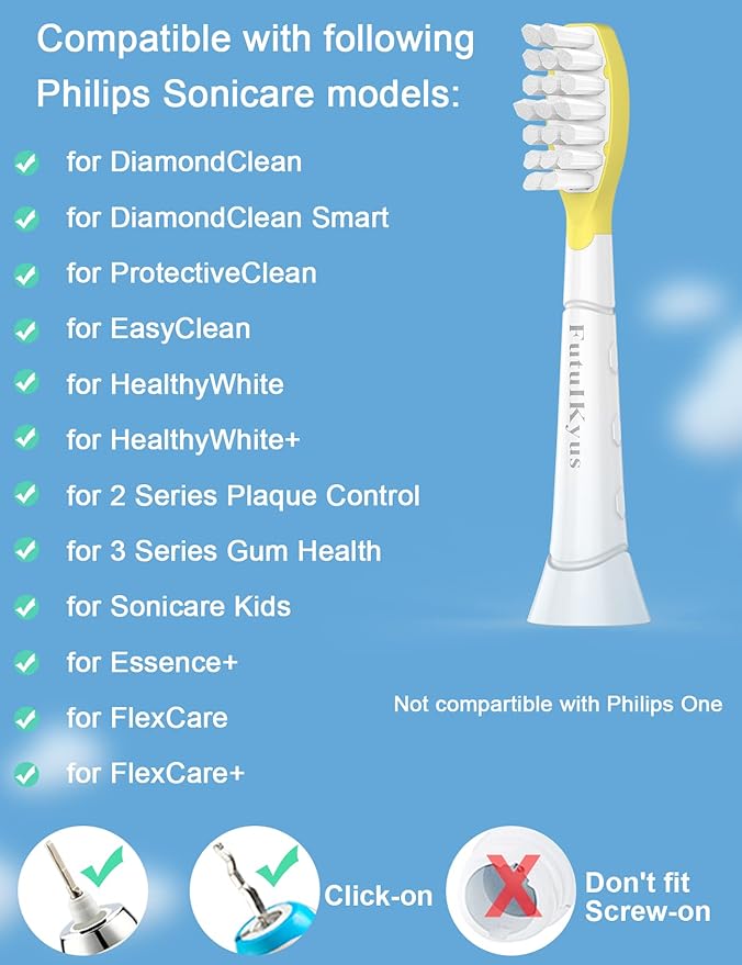 FutulkyUS Kids Replacement Brush Heads for Philips Sonicare: Electric Soft Toothbrush Head Compitable with 4100, Standard Head for Boy Girl Over 7 Years Old, 6 Pack