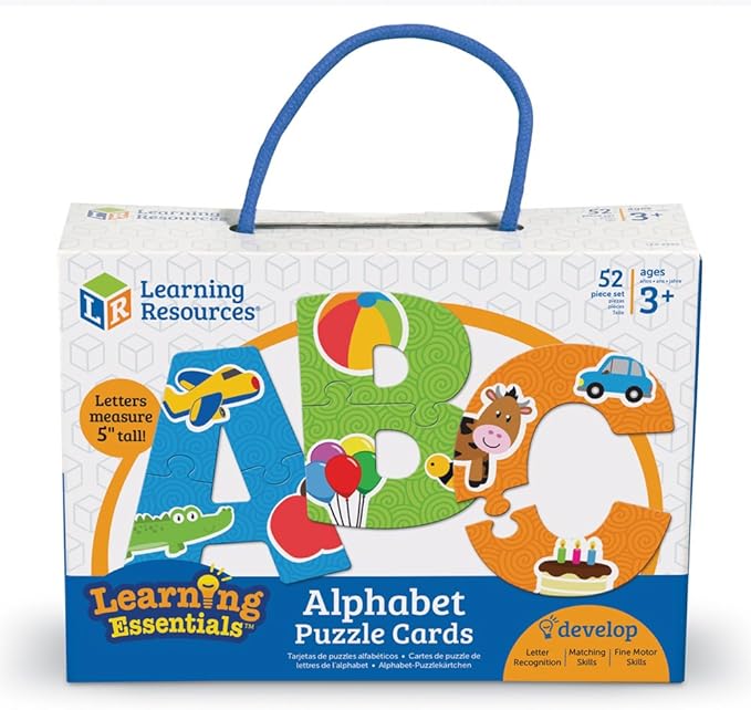 Learning Resources Alphabet Puzzle Cards, Early ABCs, Toddler Puzzle, 26-Self Correcting Puzzles, Alphabet Toys for Toddlers, ABC toys, 52 Pieces, Ages 3+